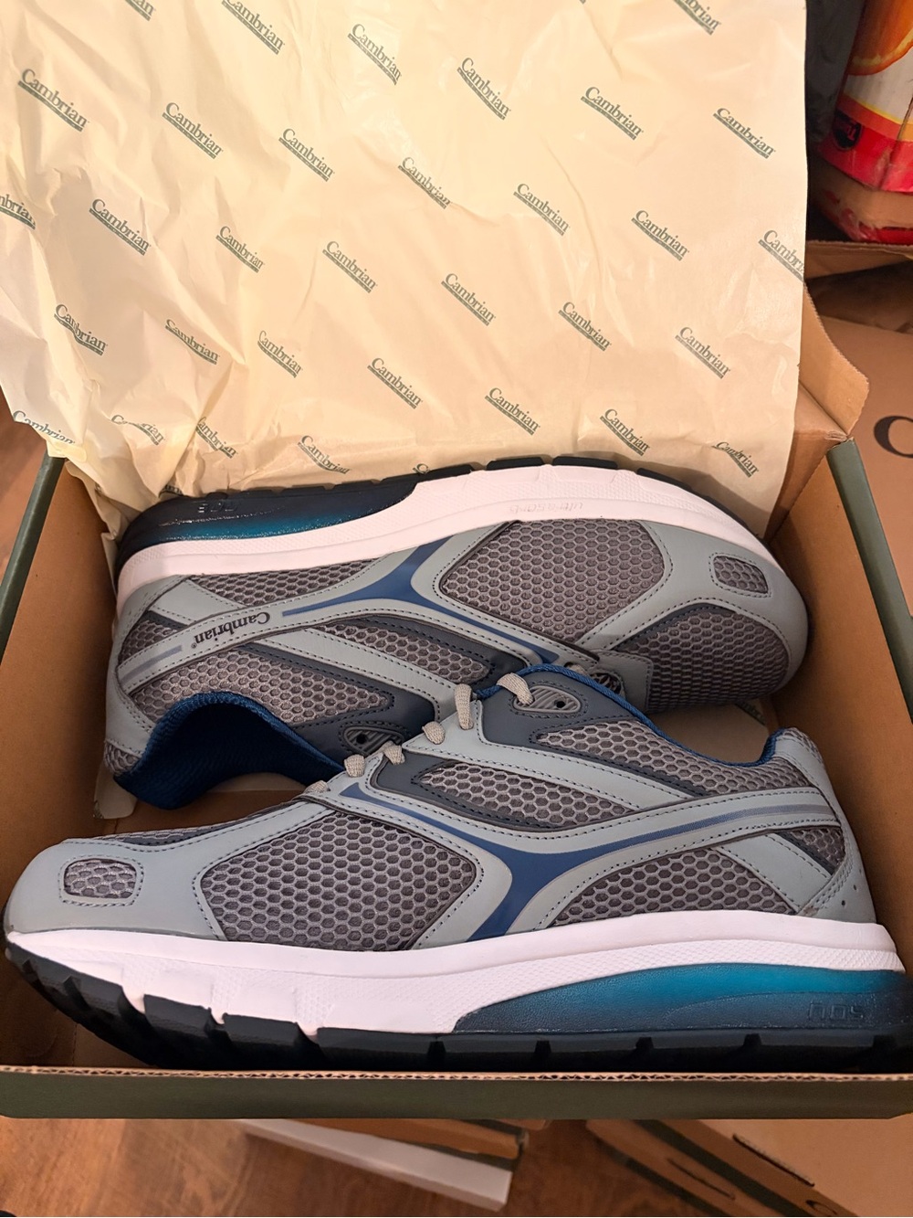 Brand New Men's Gray and Blue Lightweight Athletic Sneakers